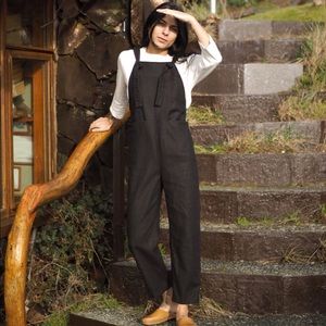 Beaton Linen Overalls - Black - Sz XS
